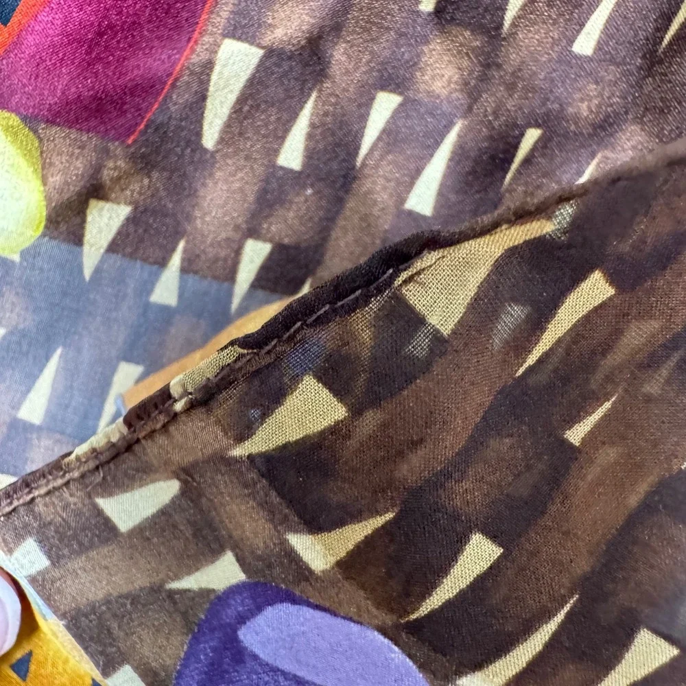Kenneth Cole Scarf Women Brown Shoe Print Silk Square Accessory